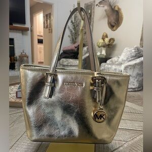 Michael Kors Jet Set Travel Extra-Small (XS) Metallic Top-Zip Tote
